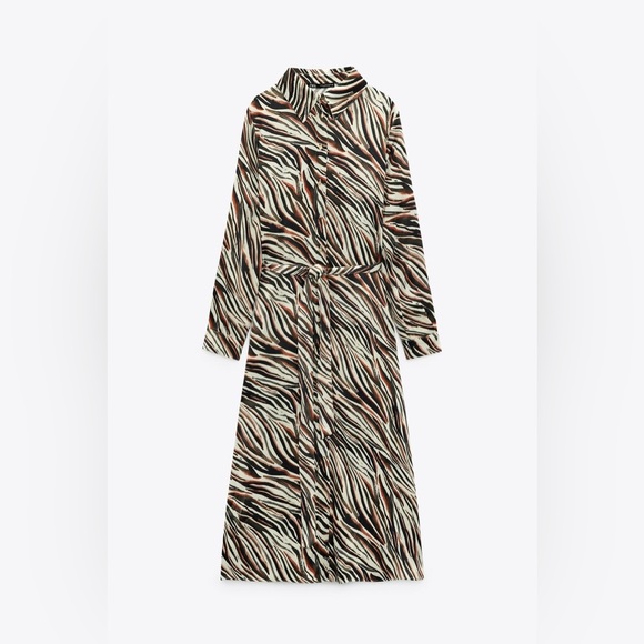 Zara Animal Print Shirt Dress Small - Picture 9 of 11